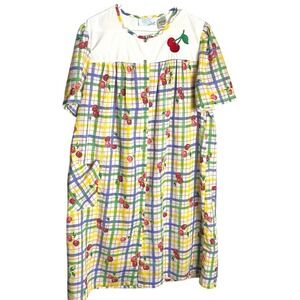 Vtg Ashley Taylor Intimates Mumu House Coat Robe Womens M Floral Plaid Grandma